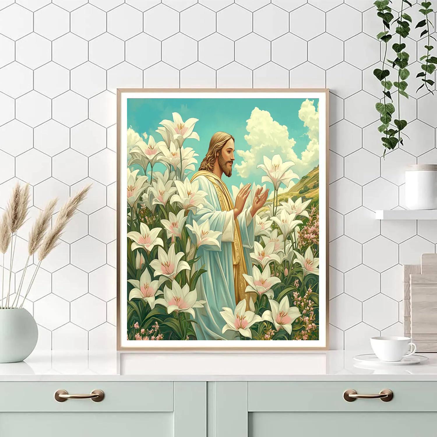 Jesus And The Lily Field Benediction Numbered painting kits