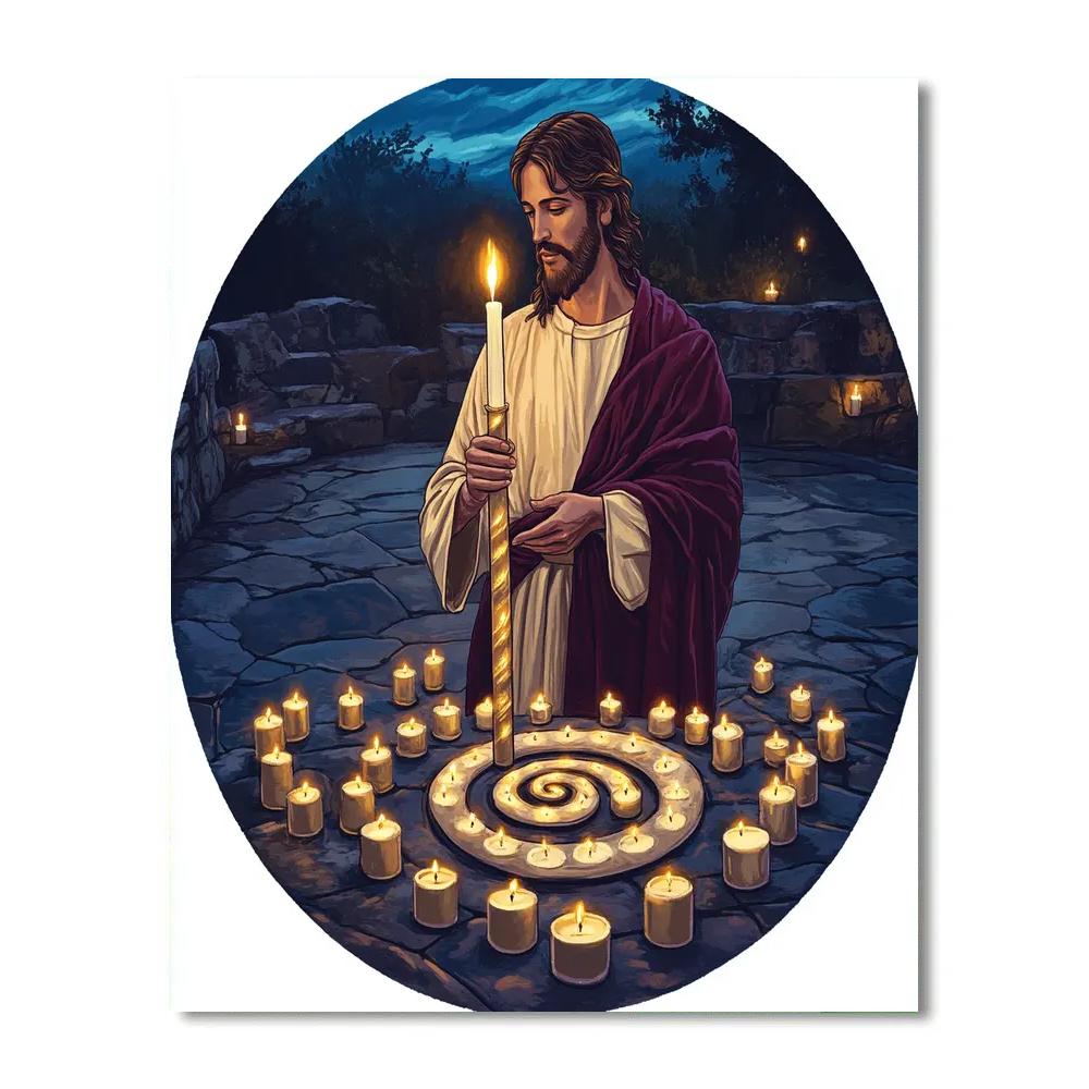 Jesus Candlelight Vigil Of The Heart Paint by numbers art