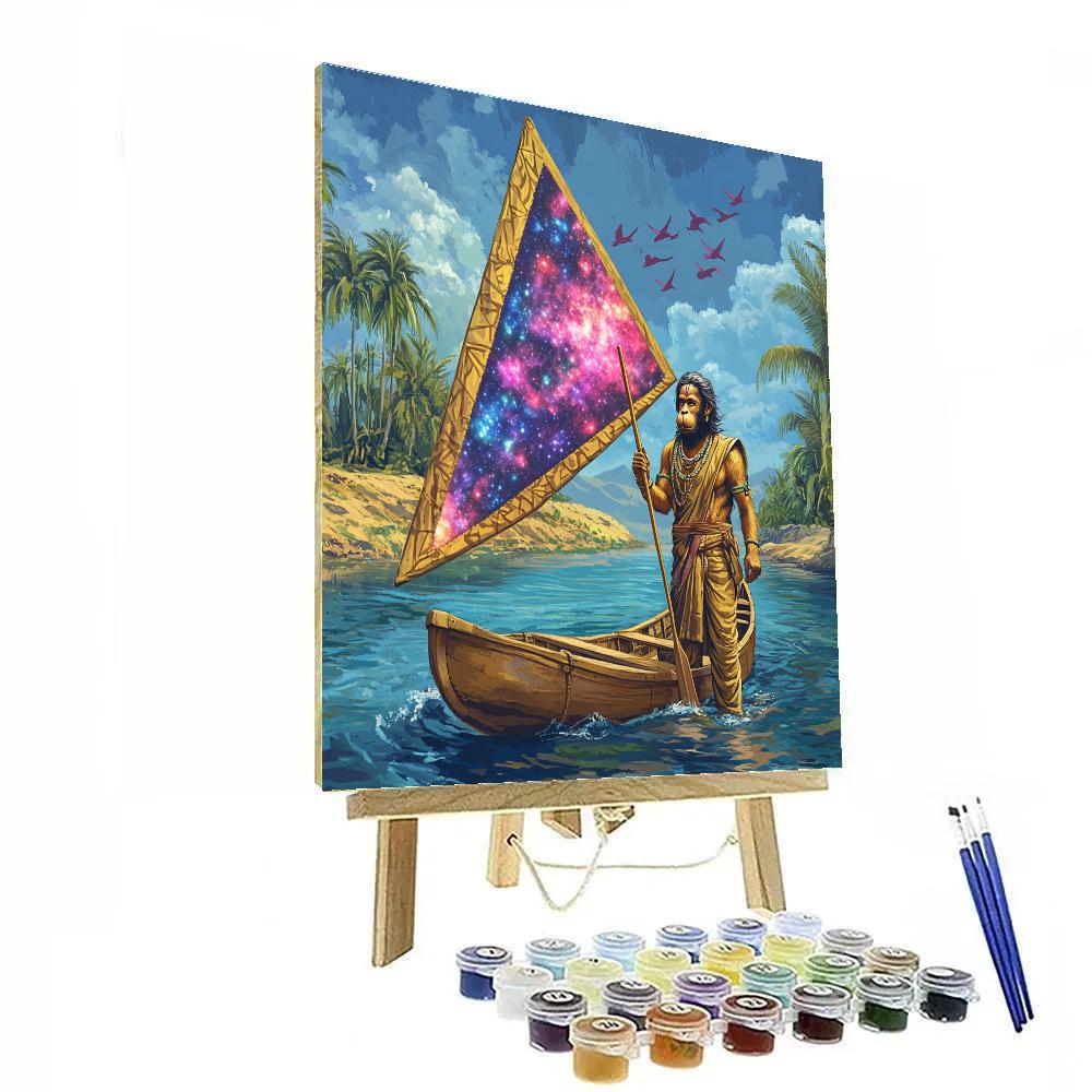 Hanuman River Raft With Nebula Sail Number painting