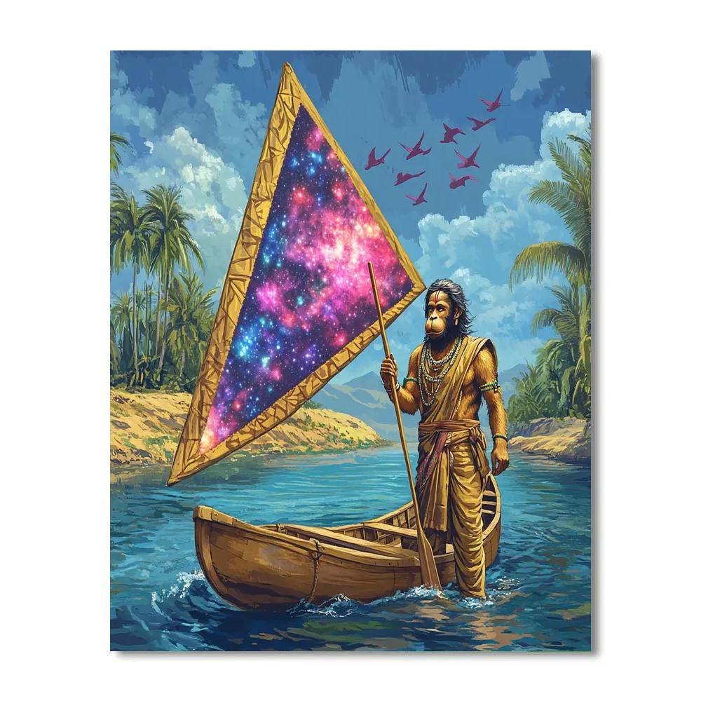Hanuman River Raft With Nebula Sail Number painting
