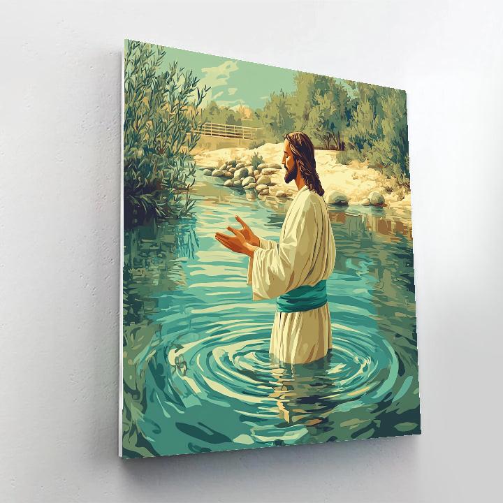 Jesus In The River Of Open Hands Number painting