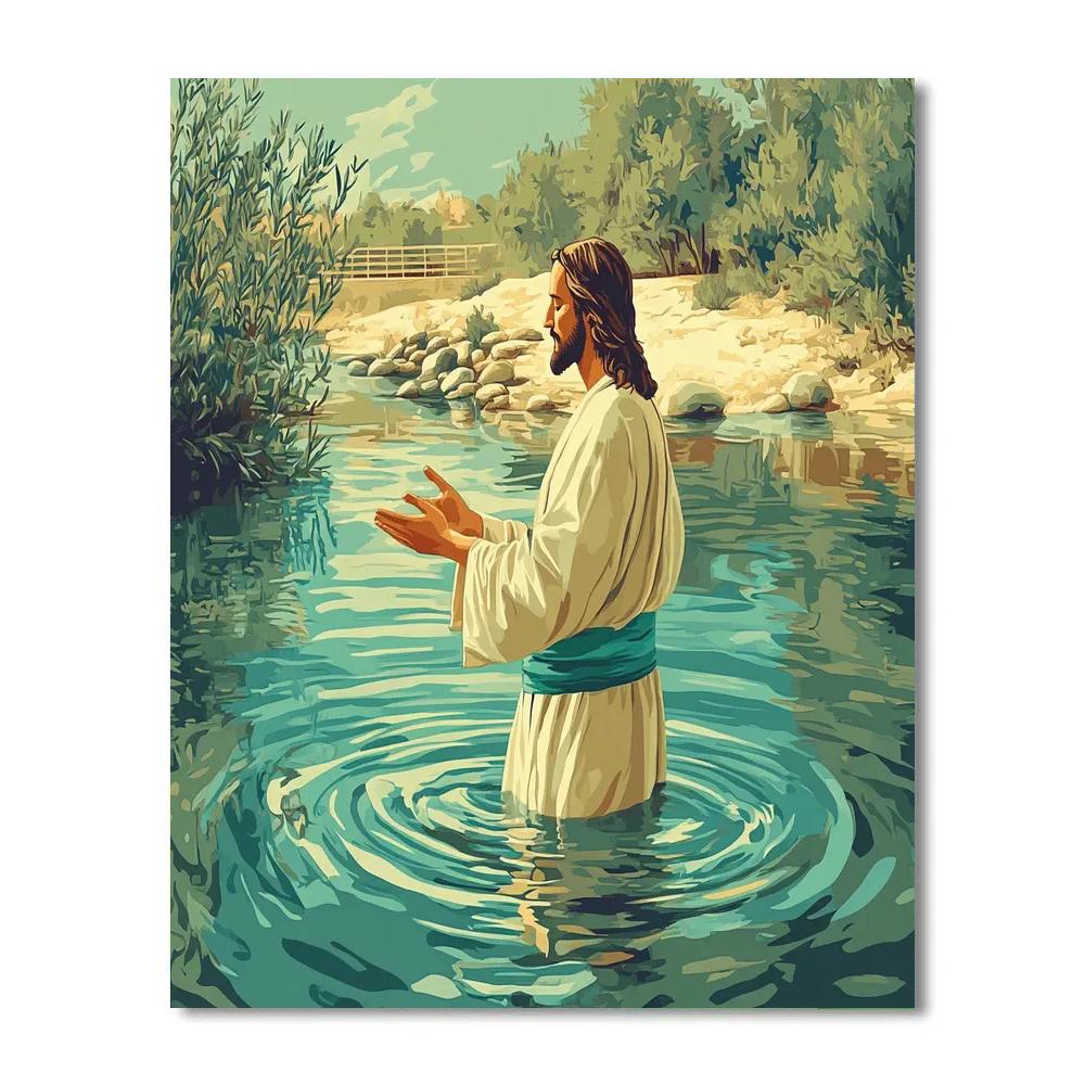 Jesus In The River Of Open Hands Number painting