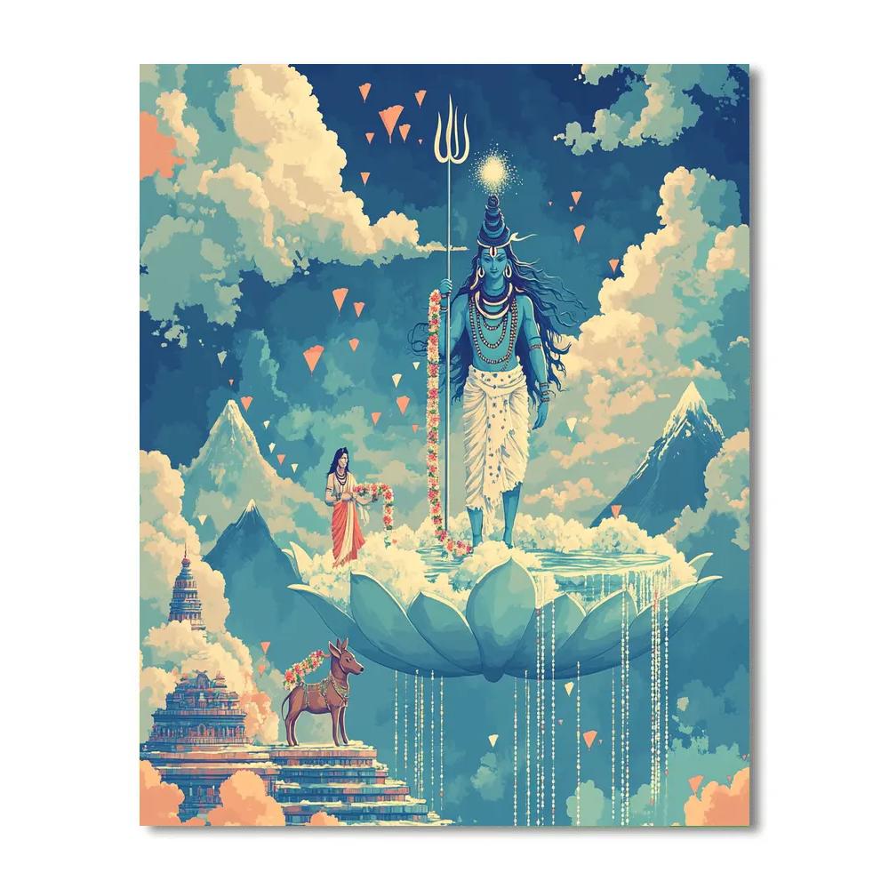 Shiva Sky Lotus Procession Paint by numbers art