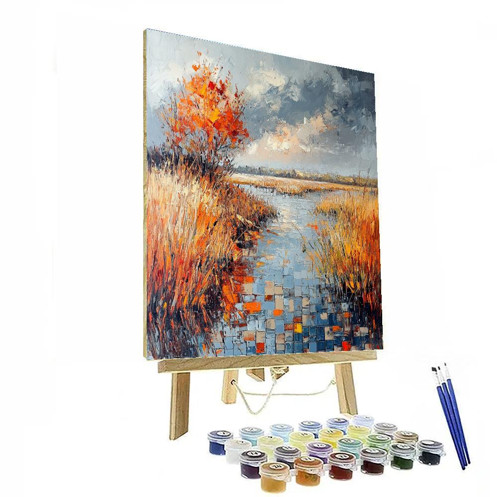 Jean-Paul Riopelle Inspired Ember Marsh Thaw Tessellation paint by color