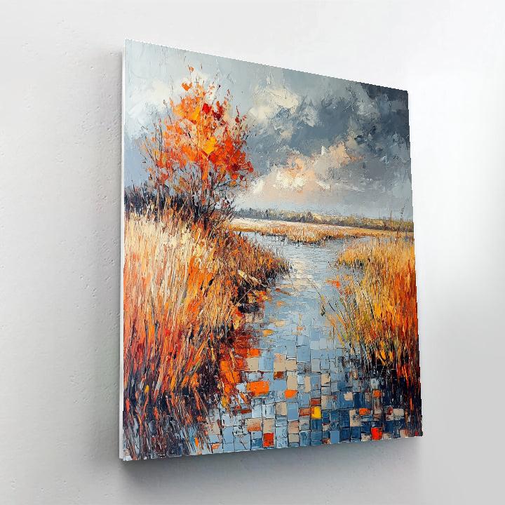 Jean-Paul Riopelle Inspired Ember Marsh Thaw Tessellation paint by color