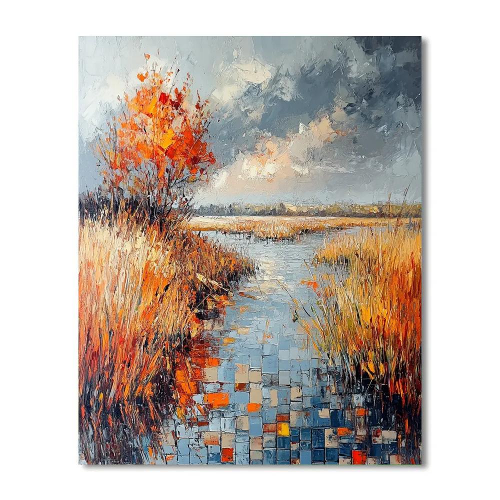 Jean-Paul Riopelle Inspired Ember Marsh Thaw Tessellation paint by color