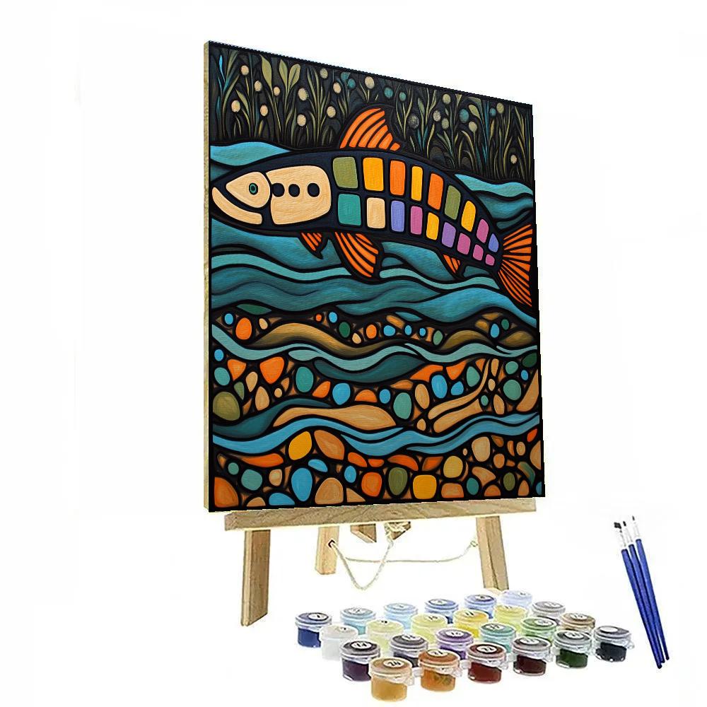 Norval Morrisseau Inspired Sturgeon Of The Deep River Memory paint by numbers