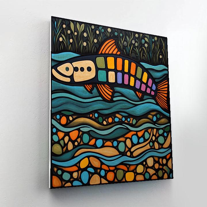 Norval Morrisseau Inspired Sturgeon Of The Deep River Memory paint by numbers