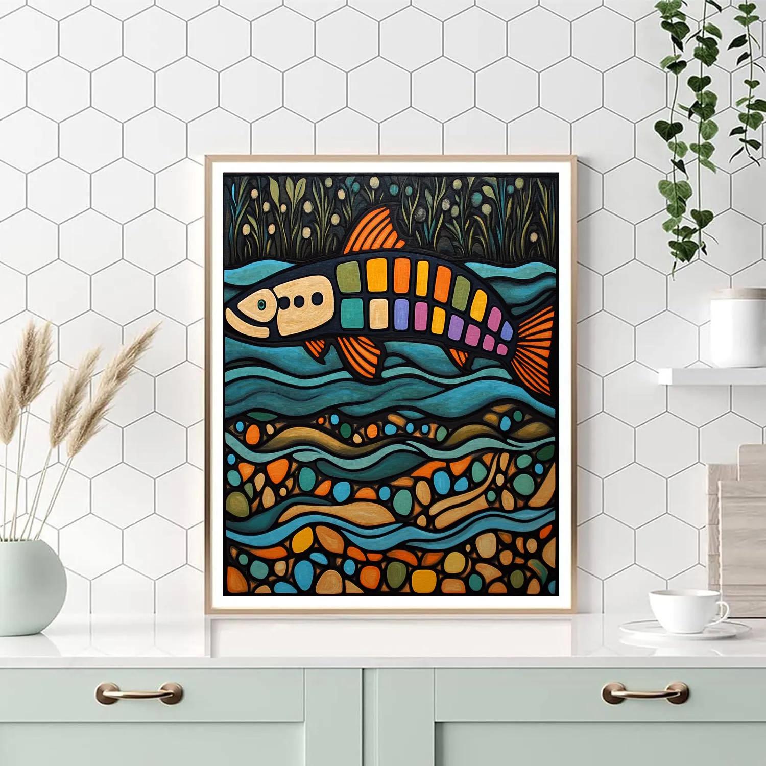 Norval Morrisseau Inspired Sturgeon Of The Deep River Memory paint by numbers