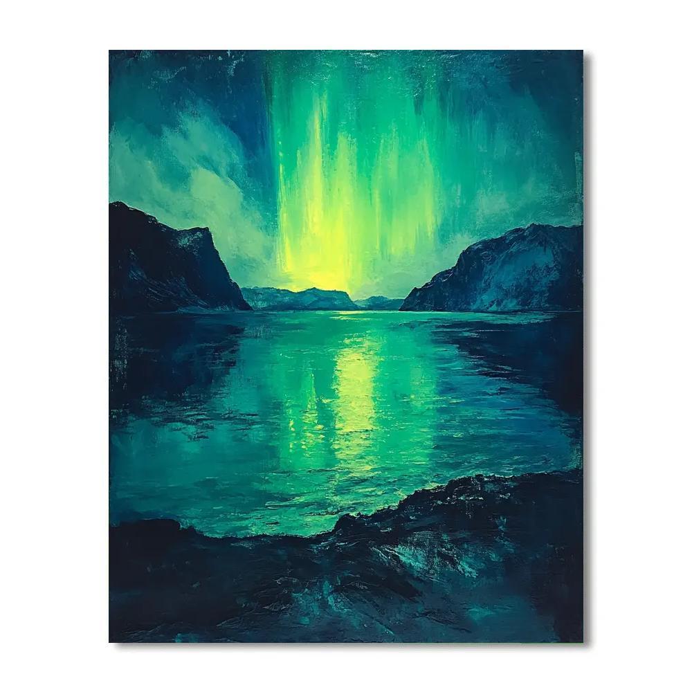 Edgar Degas Inspired Aurora Over Quiet Fjord paint by number