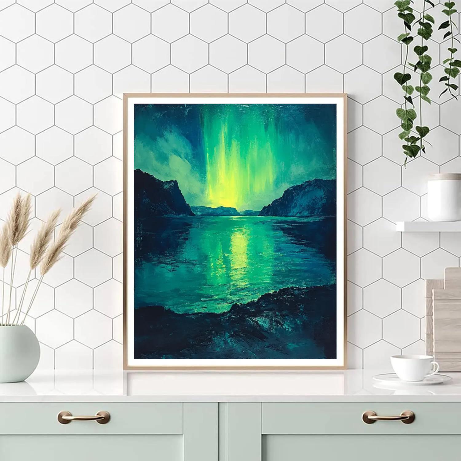 Edgar Degas Inspired Aurora Over Quiet Fjord paint by number