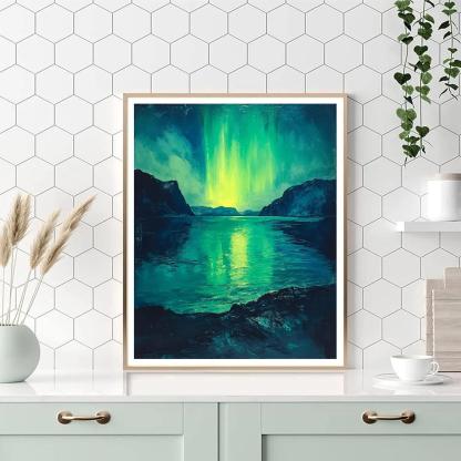 Edgar Degas Inspired Aurora Over Quiet Fjord paint by number