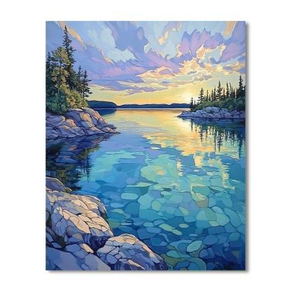 Franklin Carmichael Inspired Opal Lake And Granite Crescents Paint by numbers kits