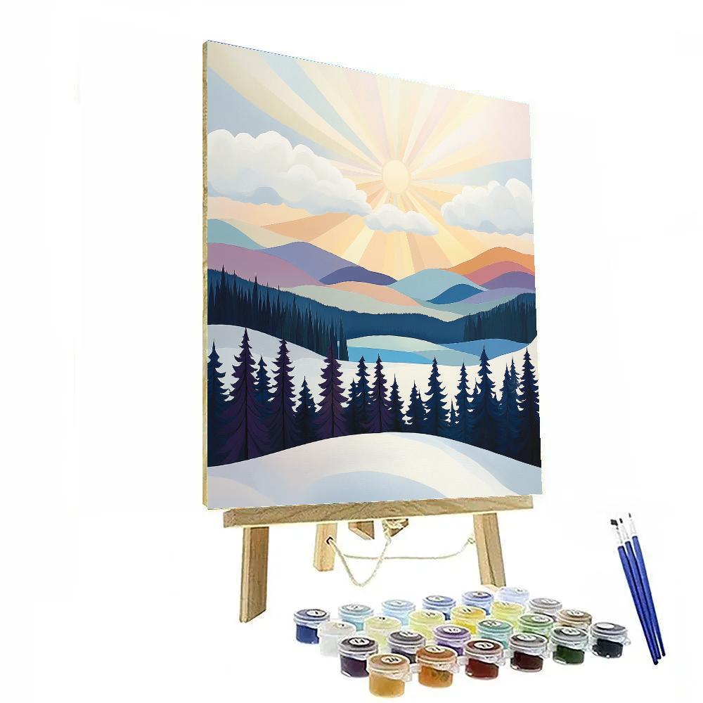 Franklin Carmichael Inspired Winter Sunburst Over Indigo Ridge Number painting