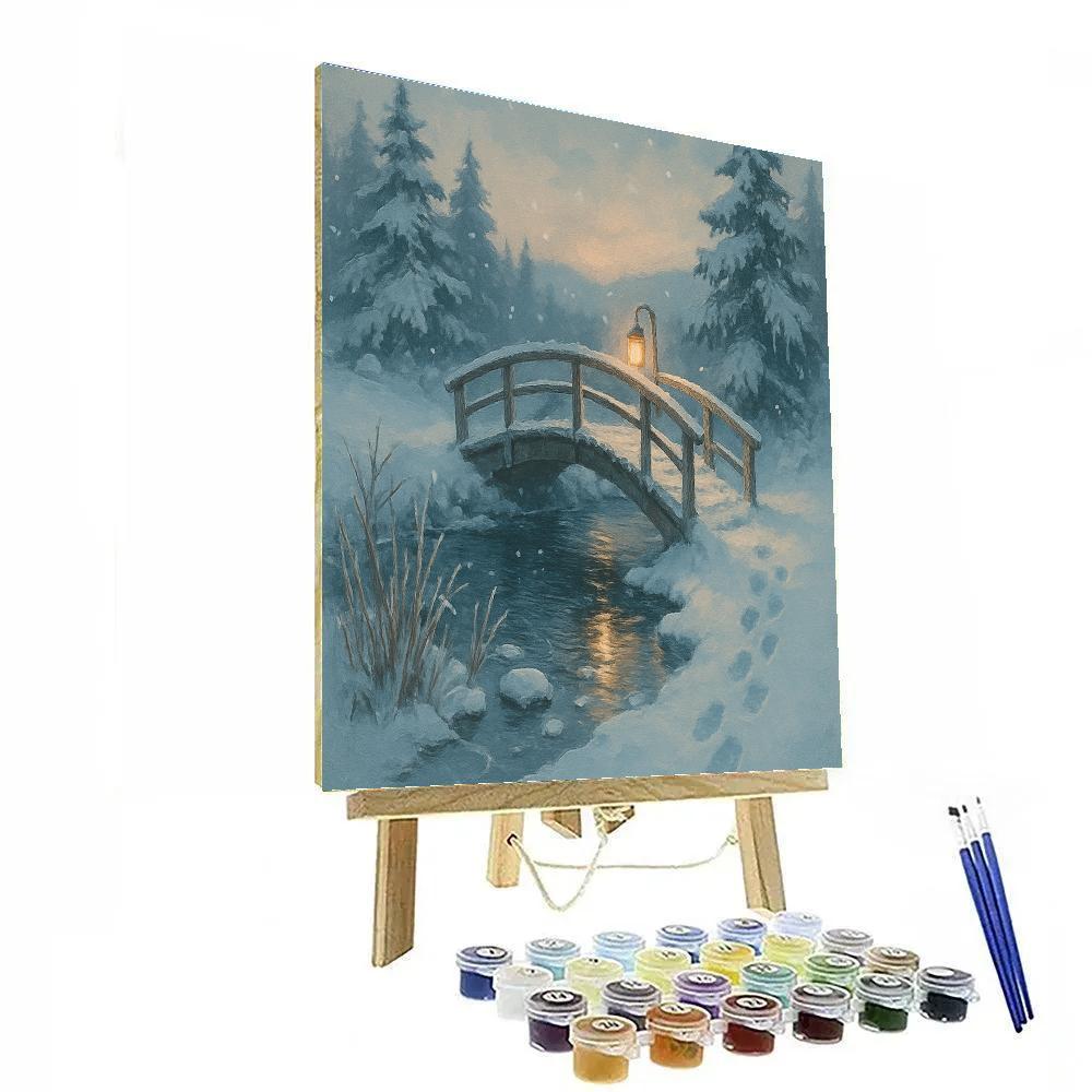 Lantern Bridge Over The Quiet Winter Brook DIY paint by numbers