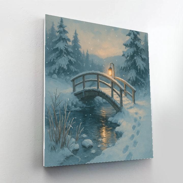 Lantern Bridge Over The Quiet Winter Brook DIY paint by numbers