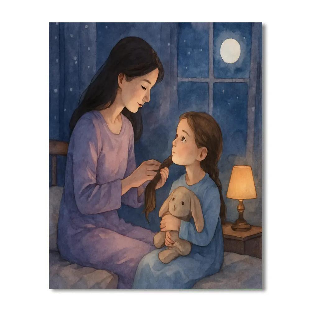 Starlit Braids And Bedtime Promises paint by number