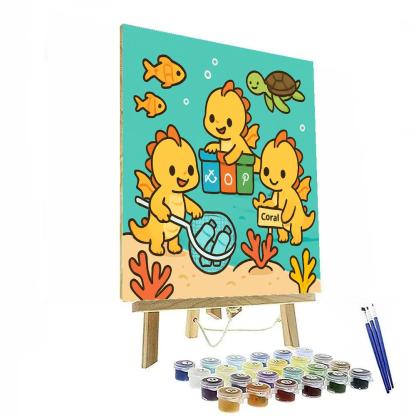Coral Reef Cleanup Crew Of Tiny Dragons Number painting
