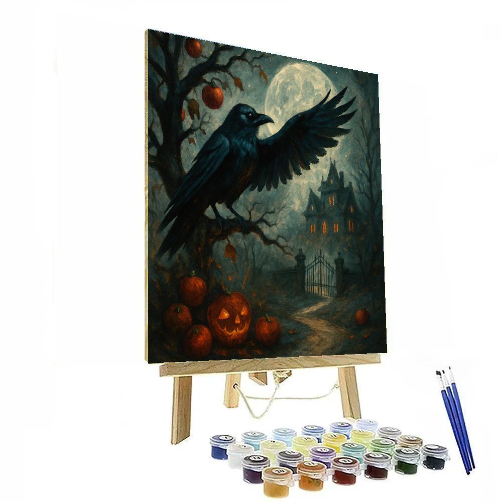Raven Orchard At The Glass Moon Rise paint by numbers