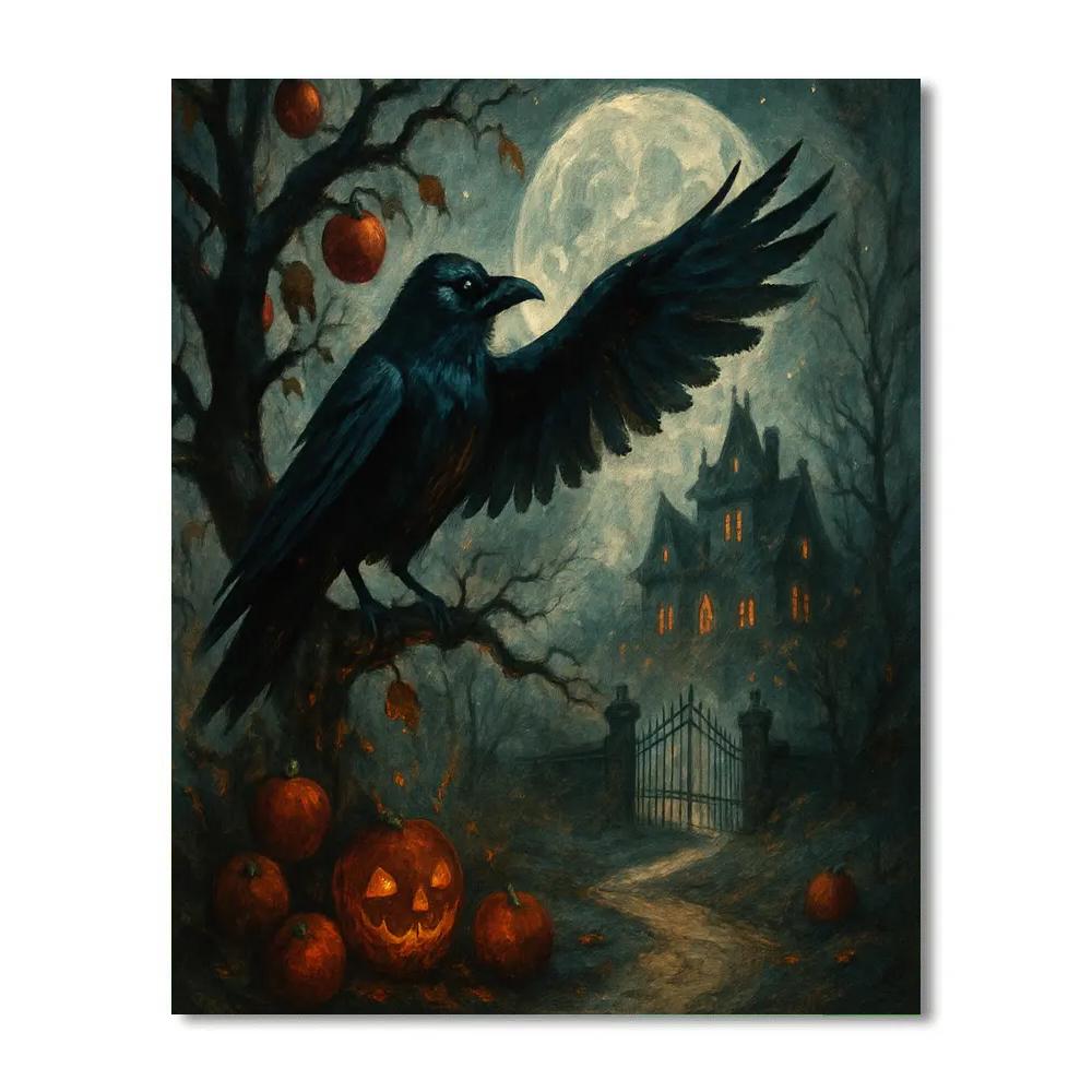 Raven Orchard At The Glass Moon Rise paint by numbers