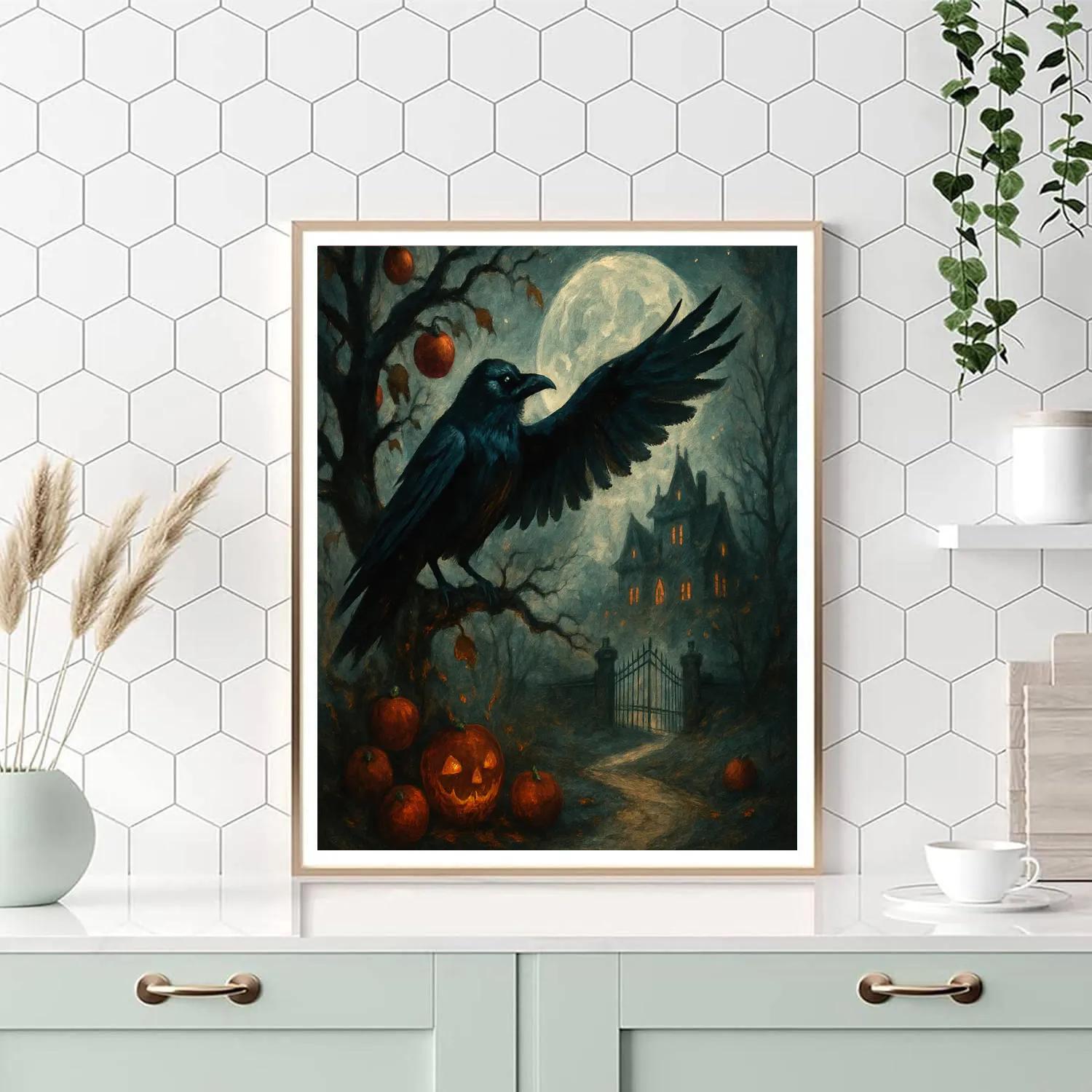 Raven Orchard At The Glass Moon Rise paint by numbers