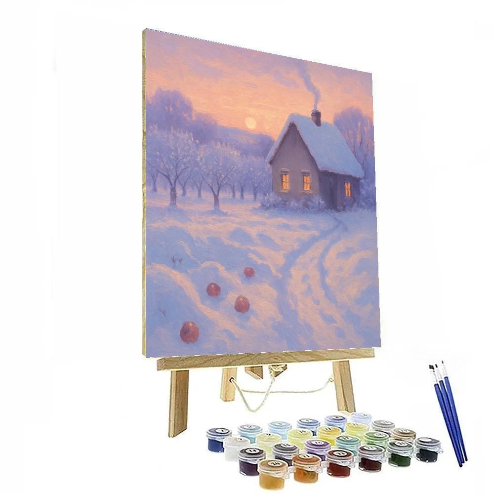 Sunrise Smoke Over The Orchard Cottage Paint by numbers art