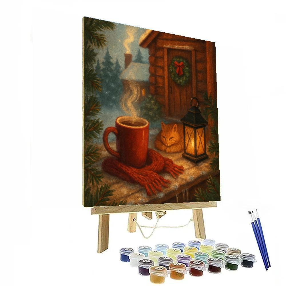 Cocoa Steam Over Snowy Porch paint by color