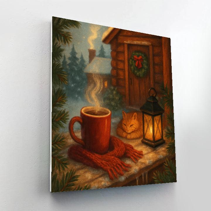 Cocoa Steam Over Snowy Porch paint by color