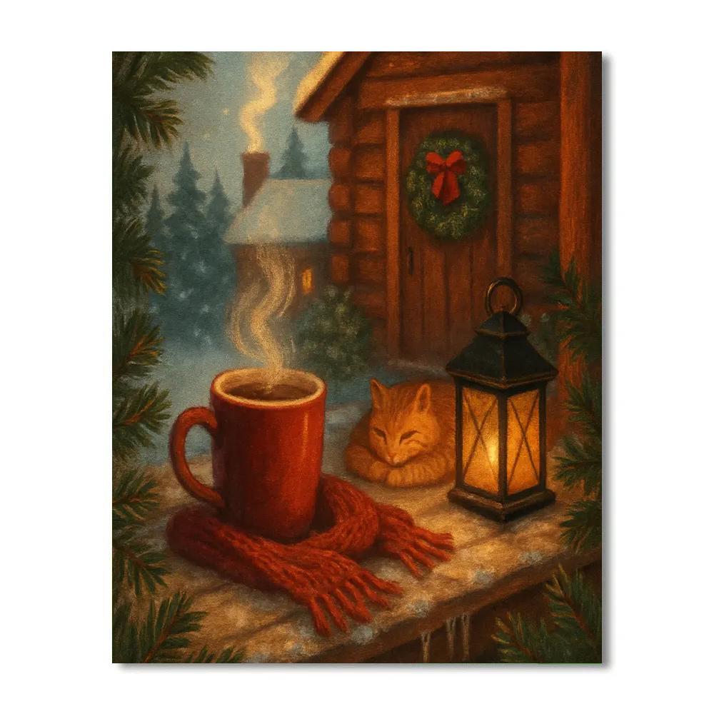 Cocoa Steam Over Snowy Porch paint by color