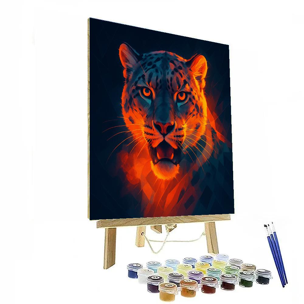 Solar Flare Snow Leopard paint by number