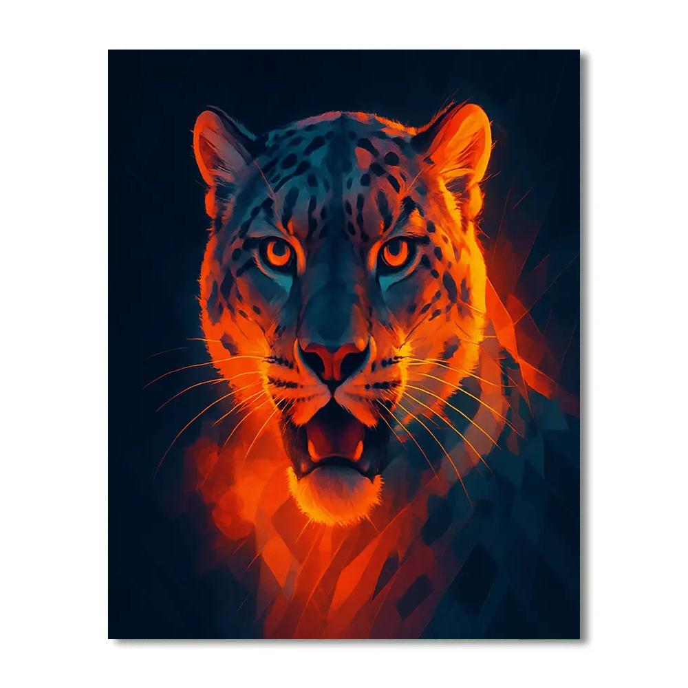 Solar Flare Snow Leopard paint by number
