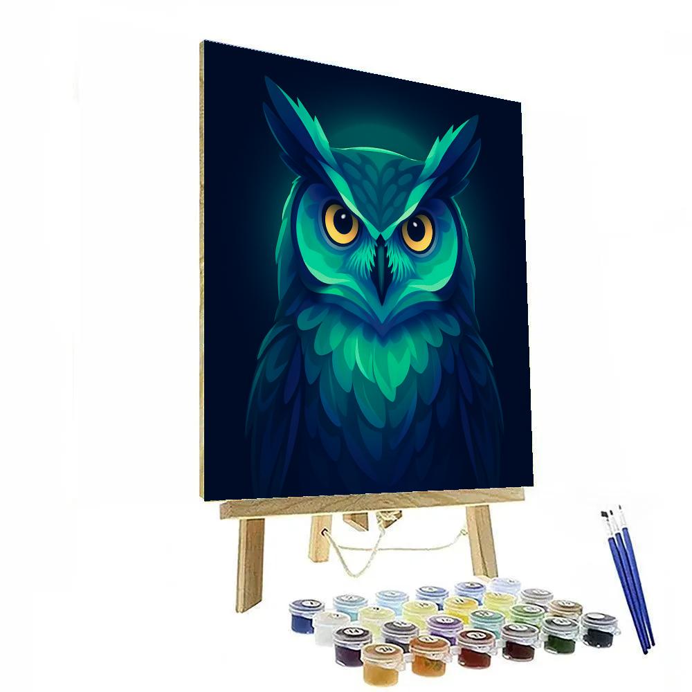 Aurora Crowned Owl painting number kit