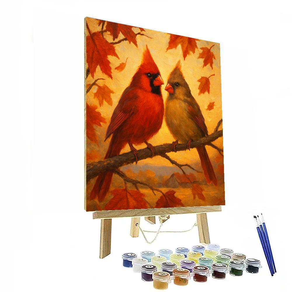 Autumn Hearth Cardinals On A Maple Branch Paint by numbers kits