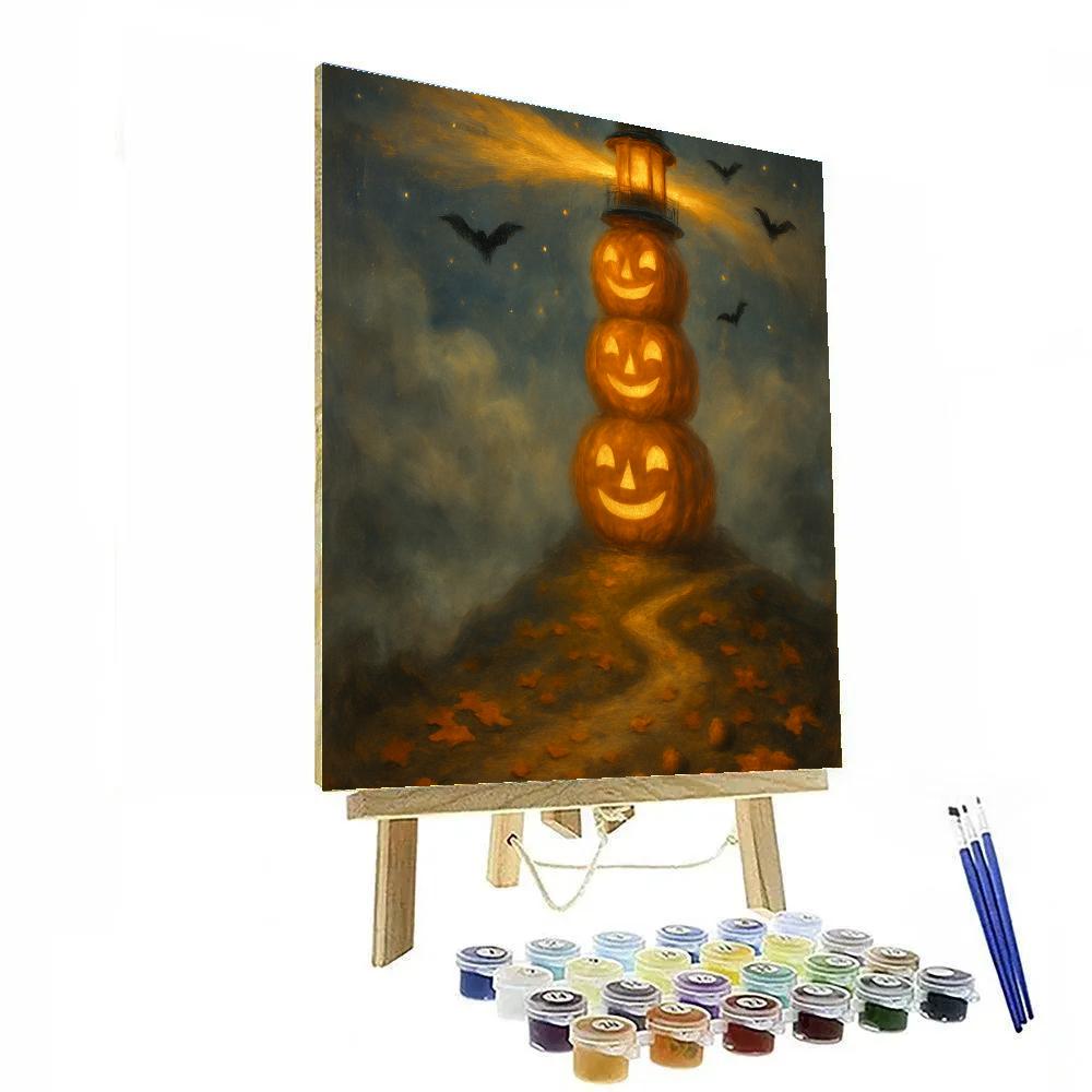 Jack O Lantern Lighthouse On The Foggy Hill paint by color