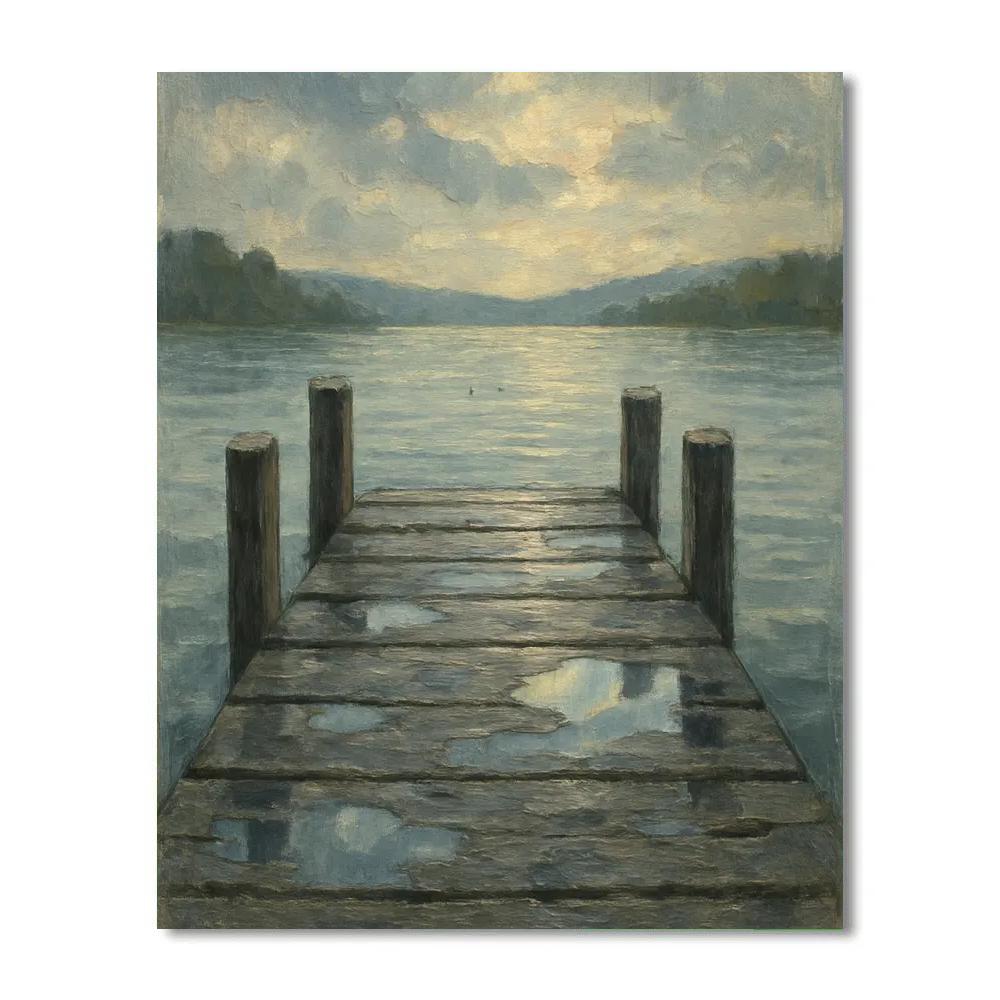 Rain Cleared Lake With Fresh Puddles On A Dock Paint by numbers kits