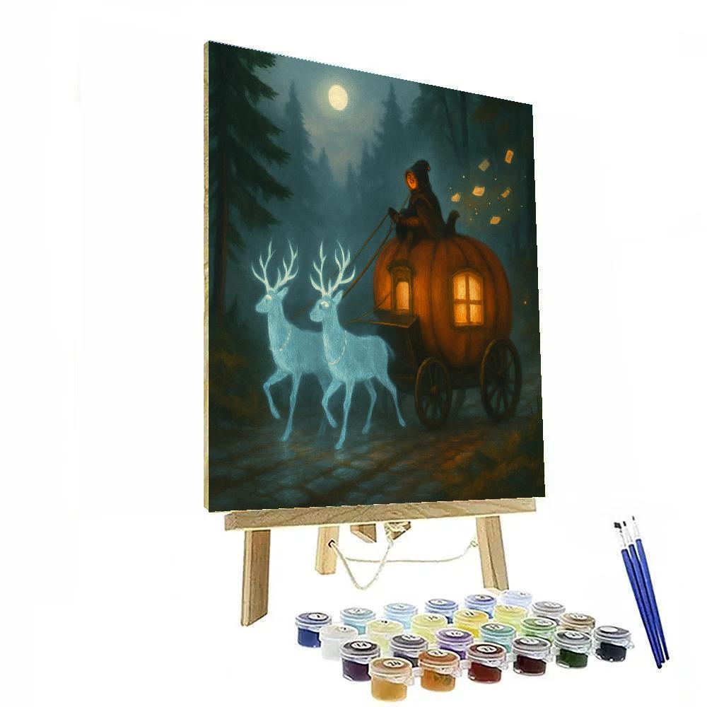 The Pumpkin Mail Coach Through Pine Mist painting number kit