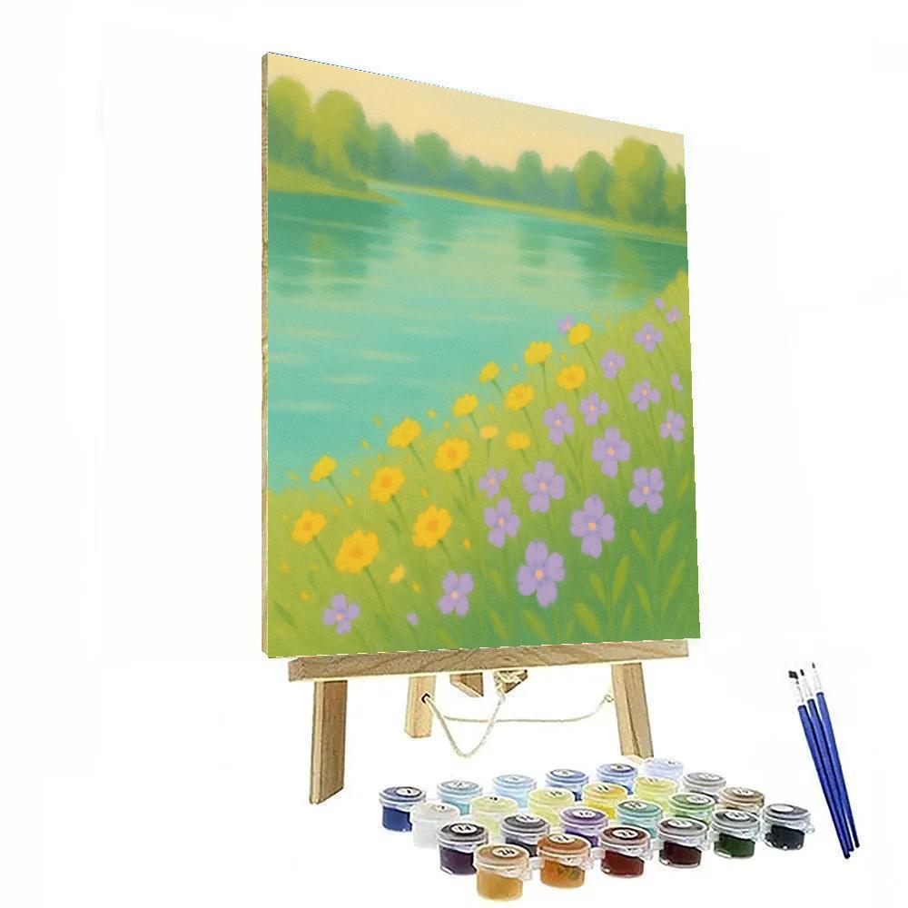 Wildflower Shoreline At Bright Mid Morning Calm Paint by numbers kits