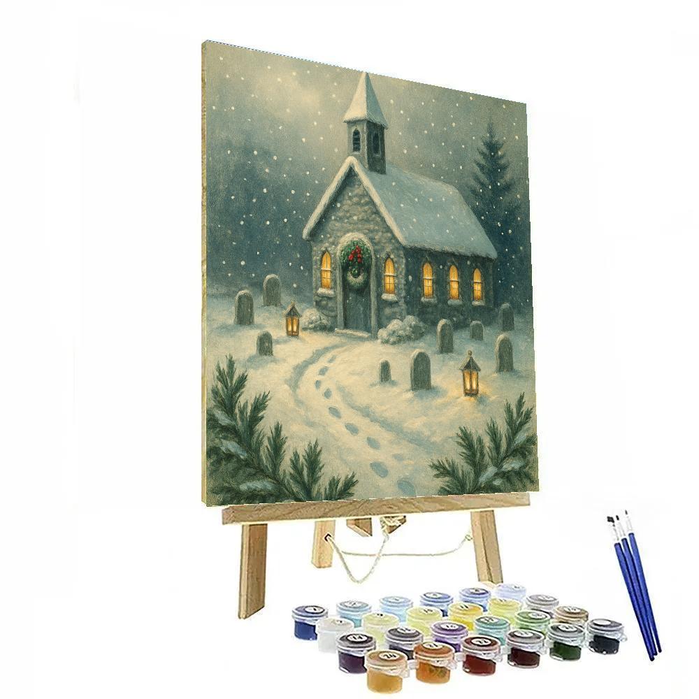 Quiet Church Bell Snowfall Painting by numbers kit