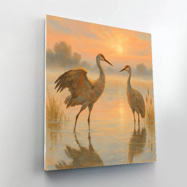 Cranes At Sunrise Over The Marsh Mirror DIY paint by numbers
