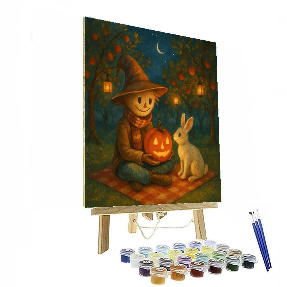 Starry Orchard Picnic With The Friendly Scarecrow painting number kit