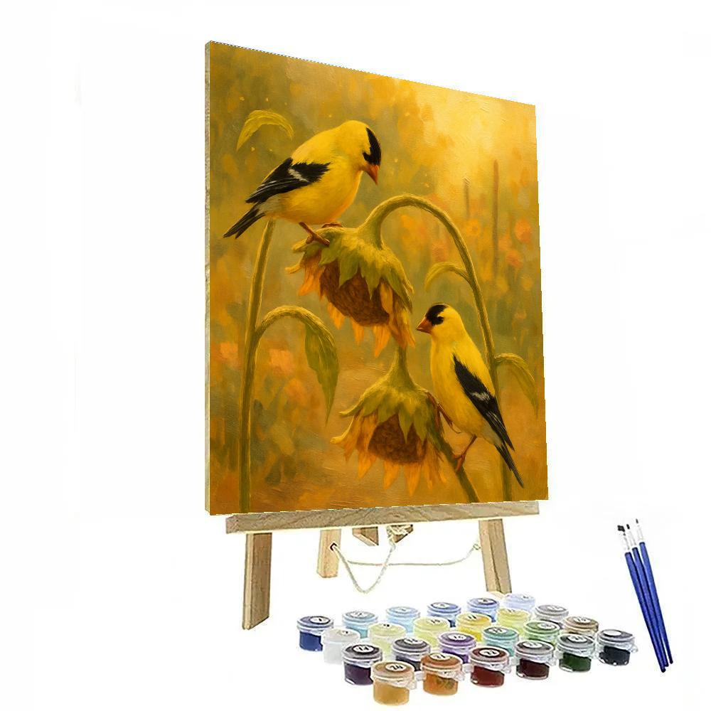 Goldfinches In The Sunflower Corner Patch painting number kit