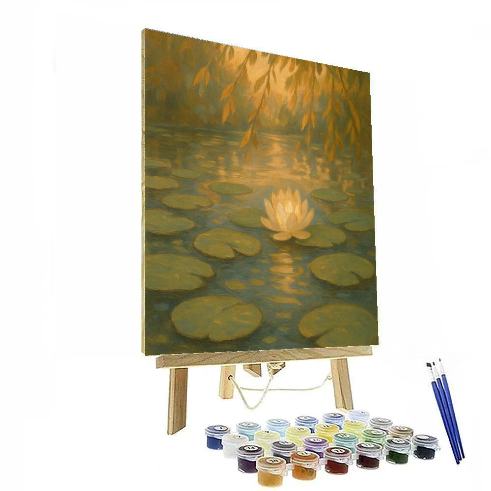 Golden Hour Lily Pads In A Quiet Cove Paint by numbers art
