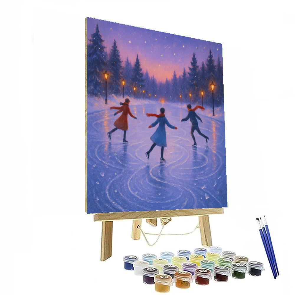 Ice Skaters On Lantern Lake Paint by numbers kits