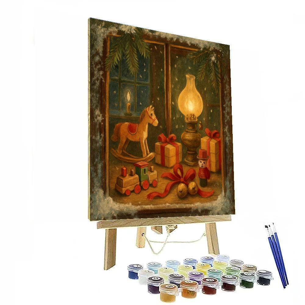 Toy Workshop Winter Window Scene Paint by numbers kits