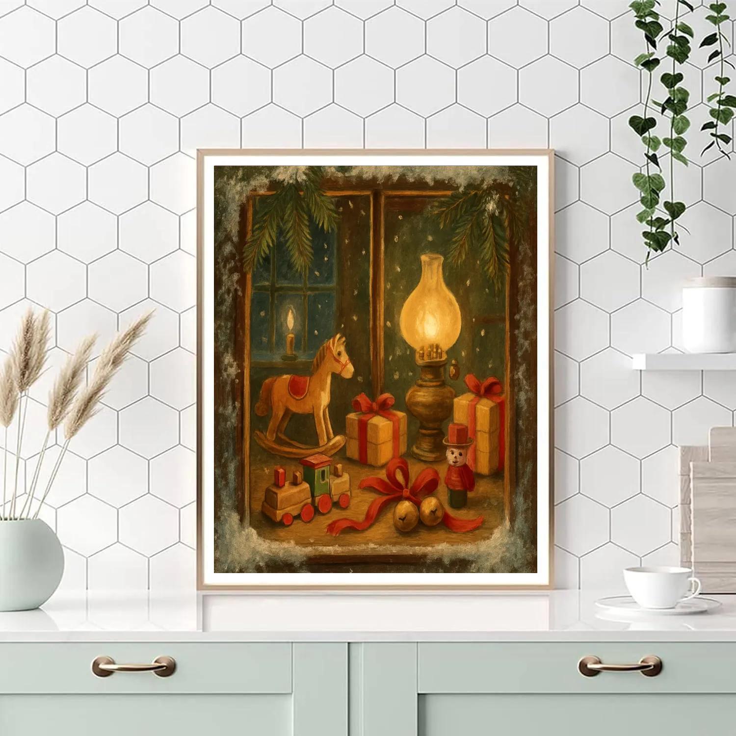Toy Workshop Winter Window Scene Paint by numbers kits