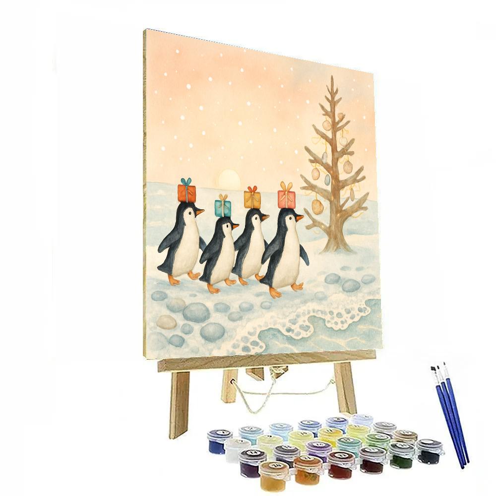 Penguin Gift Parade At Polar Shore Numbered painting kits