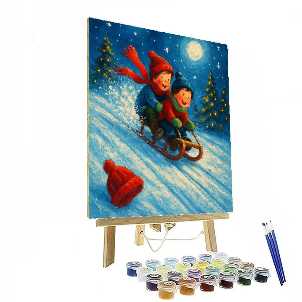 Starlit Sled Hill Laughter Paint by numbers kits