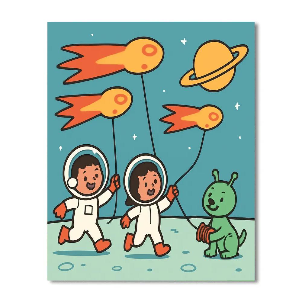 Comet Kite Club On Moon Meadow Number painting