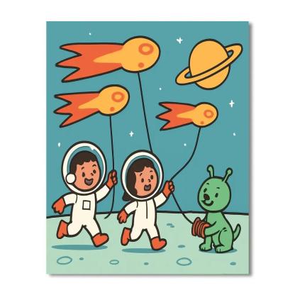 Comet Kite Club On Moon Meadow Number painting