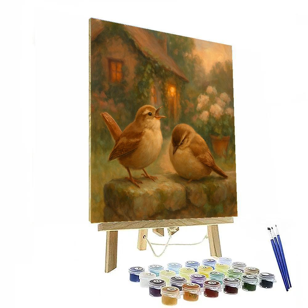 Lantern Light Wrens In The Cottage Garden Numbered painting kits